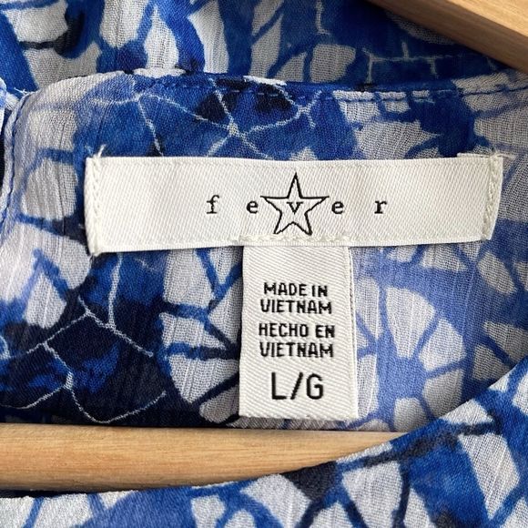 Fever Blue/White Double Layered Sleeveless Blouse Size Large - Picture 4 of 5